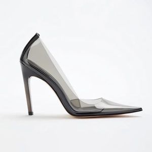Good American Light Smoke Cinder F*#ing Rella Pumps